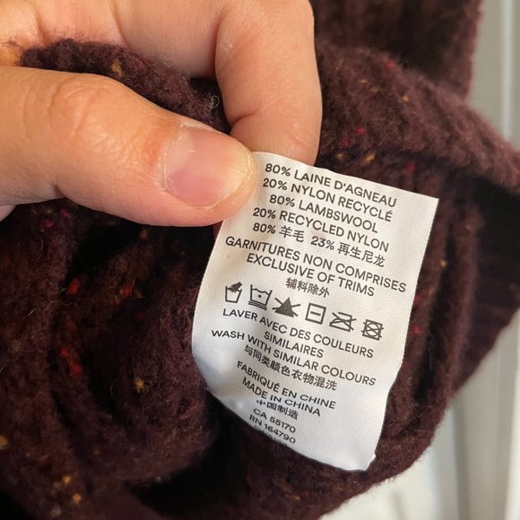 NWOT Frank and Oak Oversized Wool Blend Cardigan in Dark Brown - Picture 3 of 6